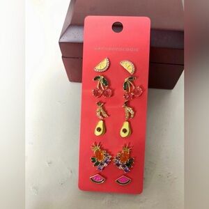 Anthropologie Fruit-Themed Earrings Set